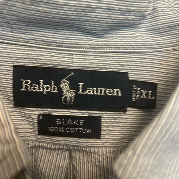 Ralph Lauren Blue Seersucker Casual Button Down Shirt - Picture 3 of 4